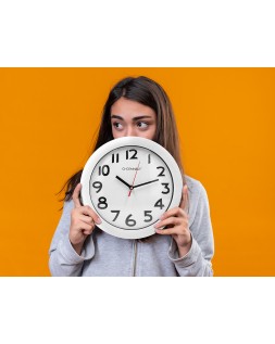 Reloj q-connect de pared plastico oficina redondo 30 cm marco blanco