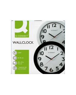 Reloj q-connect de pared plastico oficina redondo 30 cm marco blanco