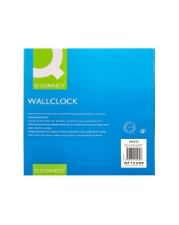 Reloj q-connect de pared plastico oficina redondo 30 cm marco blanco