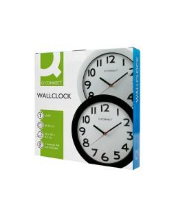 Reloj q-connect de pared plastico oficina redondo 30 cm marco blanco