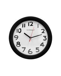 Reloj q-connect de pared plastico oficina redondo 30 cm marco negro