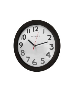 Reloj q-connect de pared plastico oficina redondo 30 cm marco negro