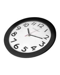 Reloj q-connect de pared plastico oficina redondo 30 cm marco negro