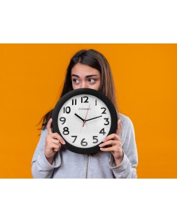 Reloj q-connect de pared plastico oficina redondo 30 cm marco negro