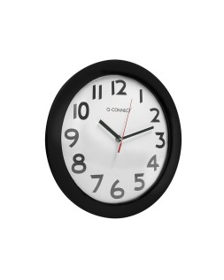 Reloj q-connect de pared plastico oficina redondo 30 cm marco negro