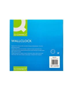 Reloj q-connect de pared plastico oficina redondo 30 cm marco negro