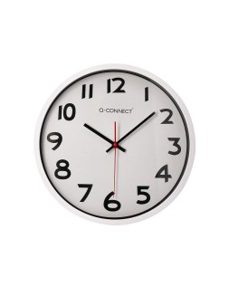 Reloj q-connect de pared plastico oficina redondo 34 cm marco blanco