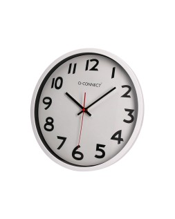 Reloj q-connect de pared plastico oficina redondo 34 cm marco blanco