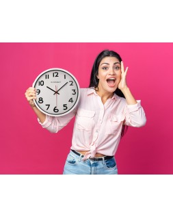 Reloj q-connect de pared plastico oficina redondo 34 cm marco blanco