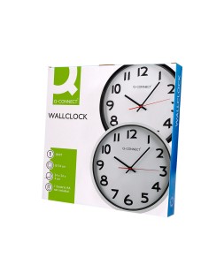 Reloj q-connect de pared plastico oficina redondo 34 cm marco blanco