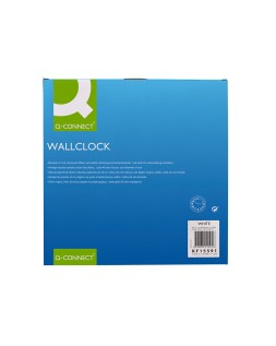 Reloj q-connect de pared plastico oficina redondo 34 cm marco blanco