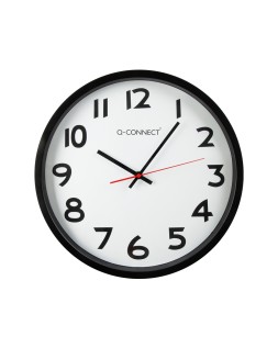 Reloj q-connect de pared plastico oficina redondo 34 cm marco negro