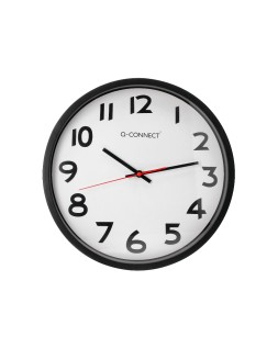 Reloj q-connect de pared plastico oficina redondo 34 cm marco negro