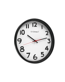 Reloj q-connect de pared plastico oficina redondo 34 cm marco negro