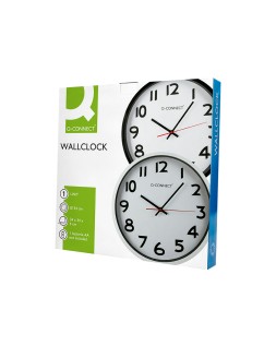 Reloj q-connect de pared plastico oficina redondo 34 cm marco negro