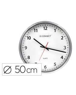 Reloj q-connect de pared plastico oficina redondo 50 cm marco cromado