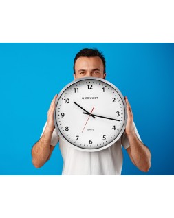 Reloj q-connect de pared plastico oficina redondo 50 cm marco cromado