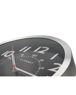 Reloj q-connect de pared metalico redondo 25 cm movimiento silencioso color negro con esfera cromado