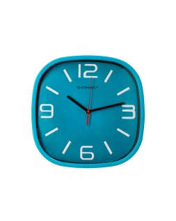 Reloj q-connect de pared de plastico redondo 30 cm movimiento silencioso color azul