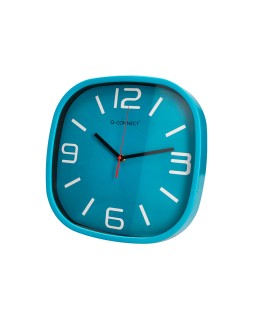 Reloj q-connect de pared de plastico redondo 30 cm movimiento silencioso color azul