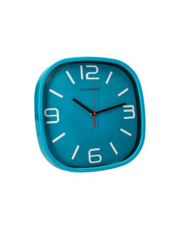 Reloj q-connect de pared de plastico redondo 30 cm movimiento silencioso color azul