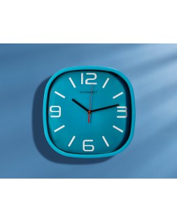 Reloj q-connect de pared de plastico redondo 30 cm movimiento silencioso color azul