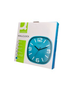 Reloj q-connect de pared de plastico redondo 30 cm movimiento silencioso color azul