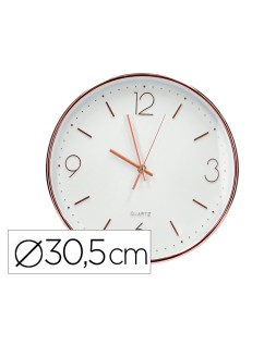 Reloj q-connect de pared metalico redondo 30,5 cm movimiento silencioso color rosa dorado