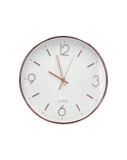 Reloj q-connect de pared metalico redondo 30,5 cm movimiento silencioso color rosa dorado