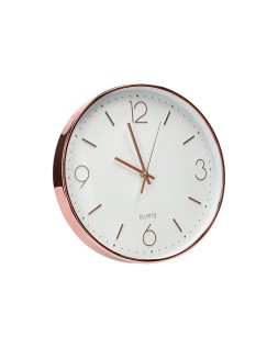 Reloj q-connect de pared metalico redondo 30,5 cm movimiento silencioso color rosa dorado