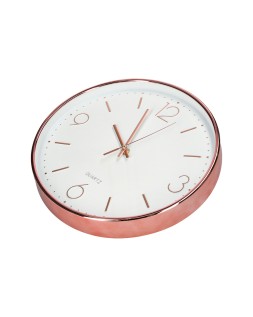 Reloj q-connect de pared metalico redondo 30,5 cm movimiento silencioso color rosa dorado