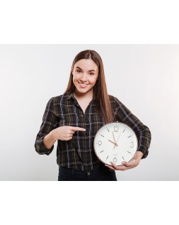 Reloj q-connect de pared metalico redondo 30,5 cm movimiento silencioso color rosa dorado