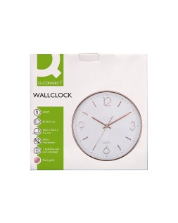 Reloj q-connect de pared metalico redondo 30,5 cm movimiento silencioso color rosa dorado