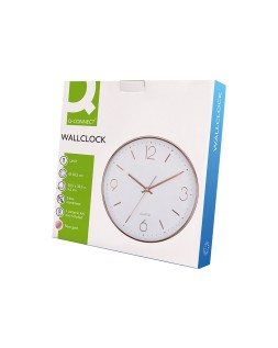 Reloj q-connect de pared metalico redondo 30,5 cm movimiento silencioso color rosa dorado