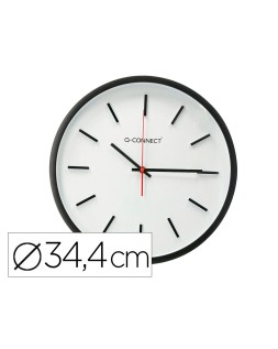 Reloj q-connect de pared de plastico redondo 34,4 cm movimiento silencioso color negro