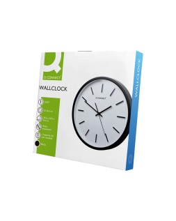 Reloj q-connect de pared de plastico redondo 34,4 cm movimiento silencioso color negro