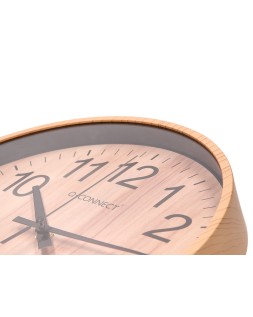 Reloj q-connect de pared de plastico redondo 25,7 cm movimiento silencioso color madera natural