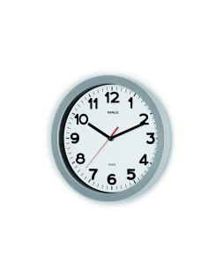 Reloj maul step de pared redondo 30 cm diametro electrico color plata