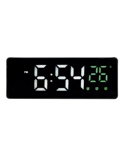 Reloj q-connect sobremesa digital con temperatura 3 alarmas control de voz 160x60x25mm