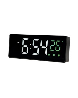 Reloj q-connect sobremesa digital con temperatura 3 alarmas control de voz 160x60x25mm