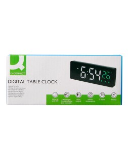 Reloj q-connect sobremesa digital con temperatura 3 alarmas control de voz 160x60x25mm