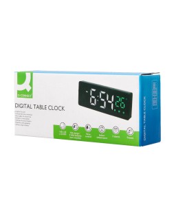 Reloj q-connect sobremesa digital con temperatura 3 alarmas control de voz 160x60x25mm