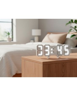 Reloj q-connect de pared digital con temperatura 3 alarmas control de sonido 220x40x87 mm