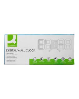 Reloj q-connect de pared digital con temperatura 3 alarmas control de sonido 220x40x87 mm