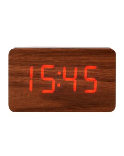Reloj q-connect sobremesa digital acabado madera luz roja 100x40x60mm