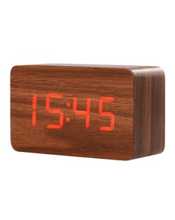 Reloj q-connect sobremesa digital acabado madera luz roja 100x40x60mm