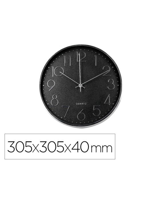 Reloj q-connect de pared analogico plateado silencioso 305x305x40mm