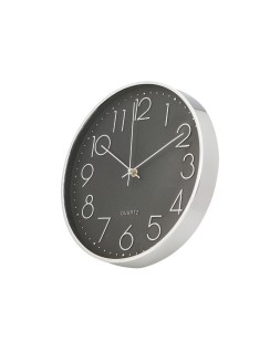 Reloj q-connect de pared analogico plateado silencioso 305x305x40mm