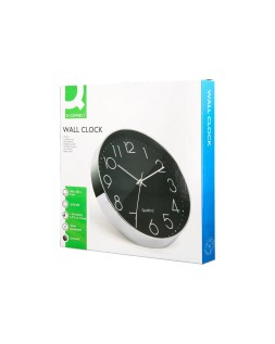 Reloj q-connect de pared analogico plateado silencioso 305x305x40mm