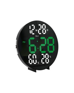 Reloj q-connect digital de pared digital con alarma redondo 27 cm